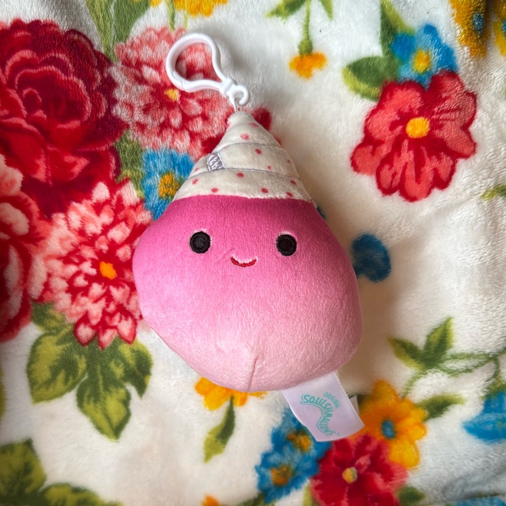 Squishmallows Pink and White Stuffed Keychain